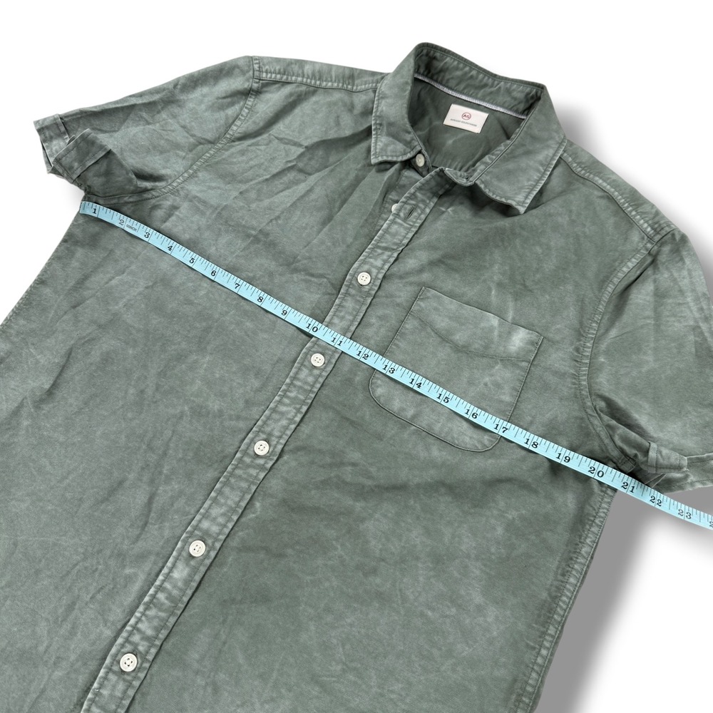 AG Adriano Goldschmied Mens Short Sleeve Button Down Shirt Sage Green Cotton M - Picture 7 of 8